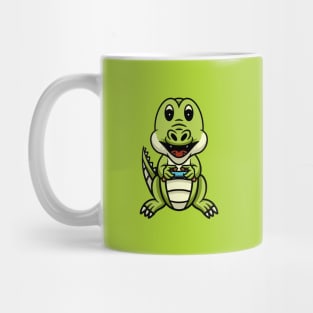 Cute crocodile playing video game Mug